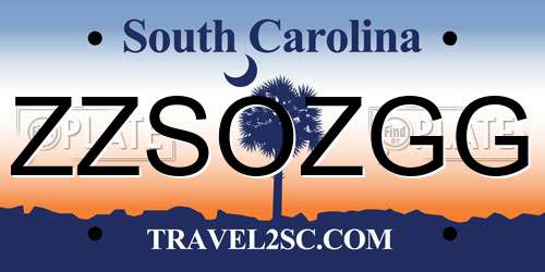 ZZSOZGG South Carolina License Plate