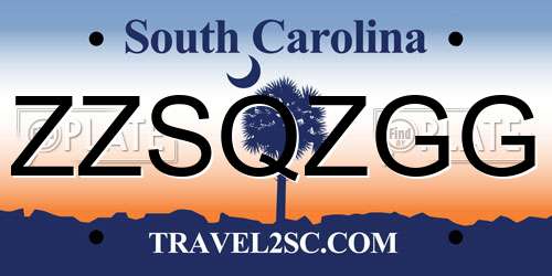 ZZSQZGG South Carolina License Plate