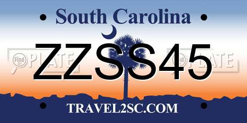 ZZSS45 South Carolina License Plate