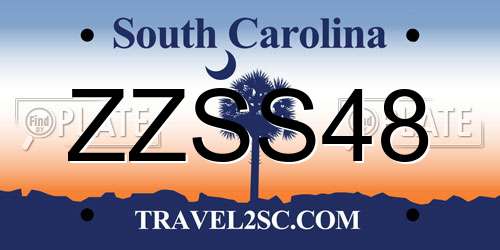 ZZSS48 South Carolina License Plate