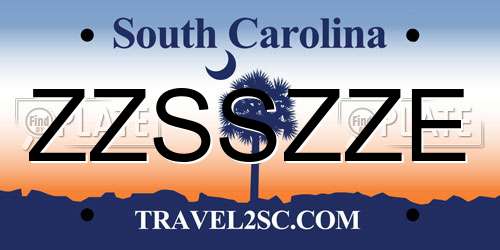 ZZSSZZE South Carolina License Plate
