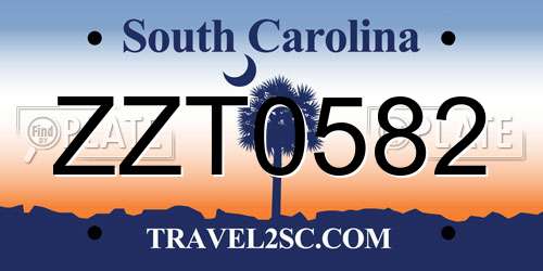 ZZT0582 South Carolina License Plate