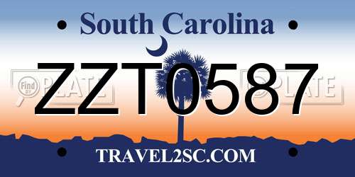 ZZT0587 South Carolina License Plate