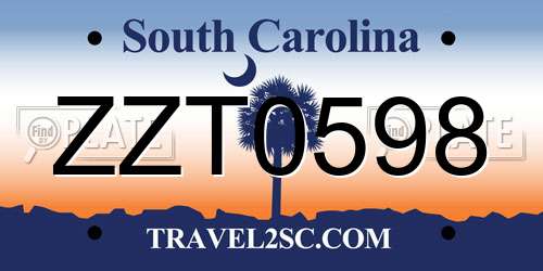 ZZT0598 South Carolina License Plate