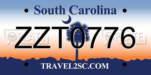 ZZT0776 South Carolina License Plate