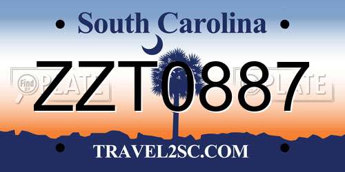 ZZT0887 South Carolina License Plate