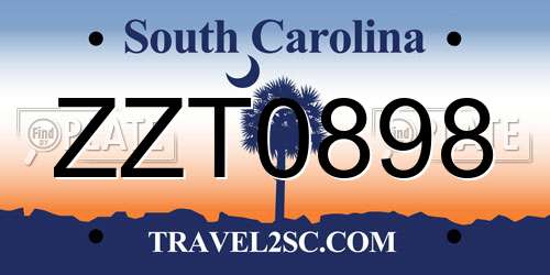 ZZT0898 South Carolina License Plate