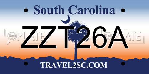 ZZT26A South Carolina License Plate