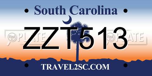 ZZT513 South Carolina License Plate