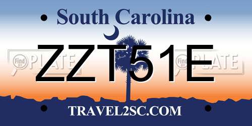 ZZT51E South Carolina License Plate
