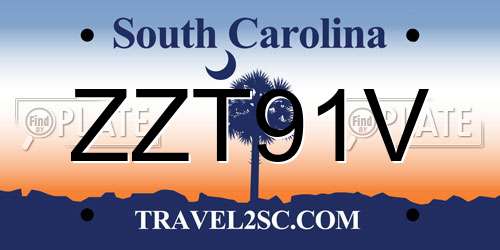ZZT91V South Carolina License Plate