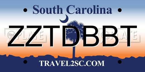 ZZTDBBT South Carolina License Plate