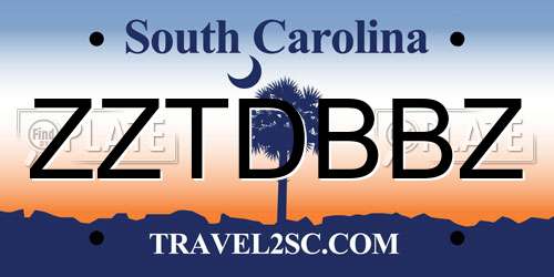 ZZTDBBZ South Carolina License Plate