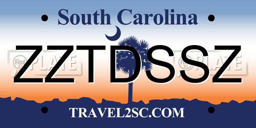 ZZTDSSZ South Carolina License Plate