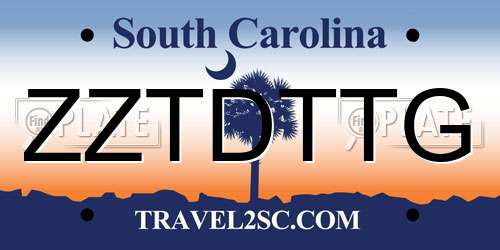 ZZTDTTG South Carolina License Plate