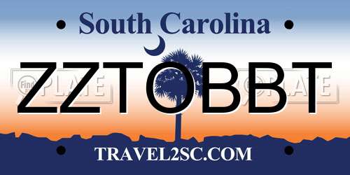 ZZTOBBT South Carolina License Plate