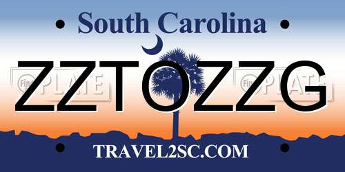 ZZTOZZG South Carolina License Plate