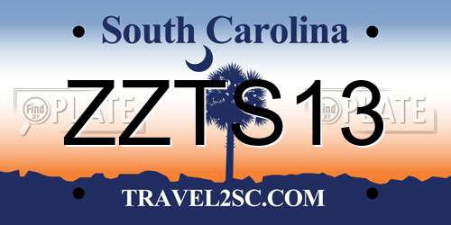 ZZTS13 South Carolina License Plate