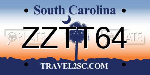 ZZTT64 South Carolina License Plate