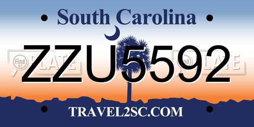 ZZU5592 South Carolina License Plate