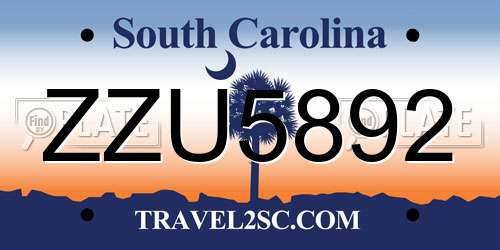 ZZU5892 South Carolina License Plate