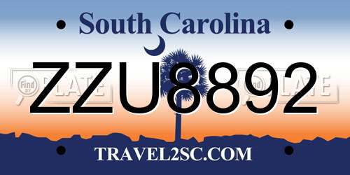 ZZU8892 South Carolina License Plate