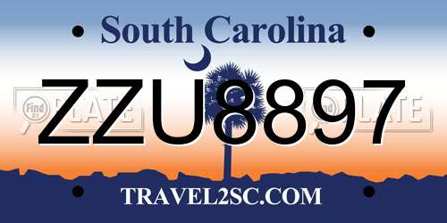 ZZU8897 South Carolina License Plate