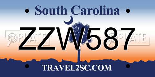 ZZW587 South Carolina License Plate