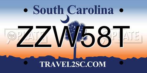 ZZW58T South Carolina License Plate