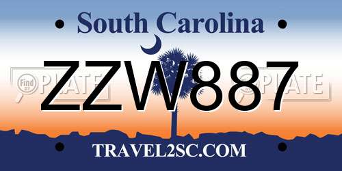 ZZW887 South Carolina License Plate