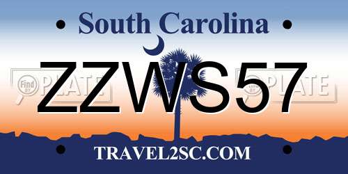 ZZWS57 South Carolina License Plate