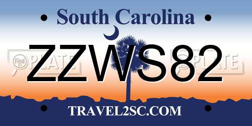 ZZWS82 South Carolina License Plate