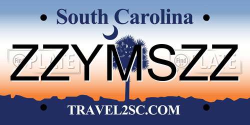 ZZYMSZZ South Carolina License Plate