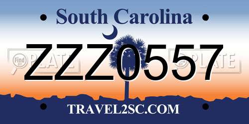 ZZZ0557 South Carolina License Plate