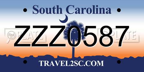 ZZZ0587 South Carolina License Plate