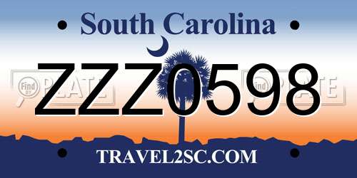 ZZZ0598 South Carolina License Plate