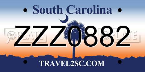 ZZZ0882 South Carolina License Plate