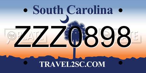 ZZZ0898 South Carolina License Plate