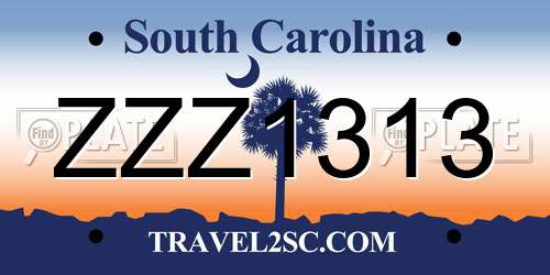 ZZZ1313 South Carolina License Plate