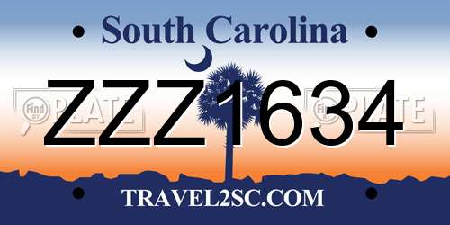 ZZZ1634 South Carolina License Plate