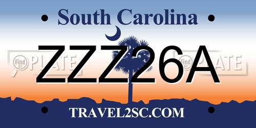 ZZZ26A South Carolina License Plate