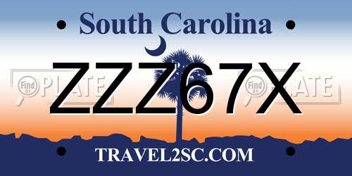 ZZZ67X South Carolina License Plate