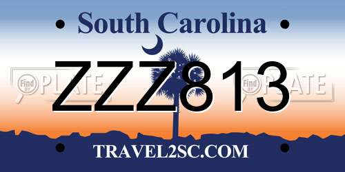 ZZZ813 South Carolina License Plate