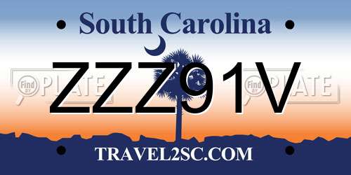 ZZZ91V South Carolina License Plate