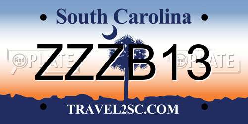 ZZZB13 South Carolina License Plate