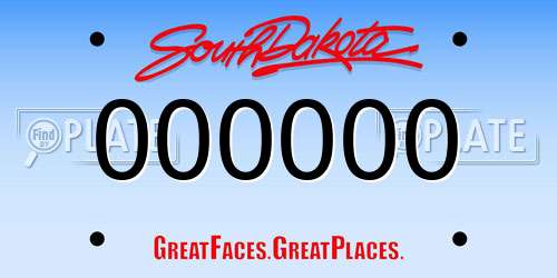 000000 South Dakota License Plate