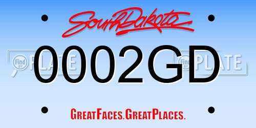0002GD South Dakota License Plate