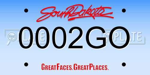 0002GO South Dakota License Plate