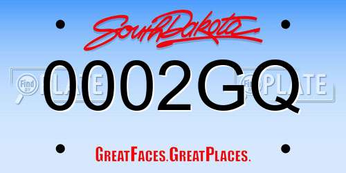 0002GQ South Dakota License Plate