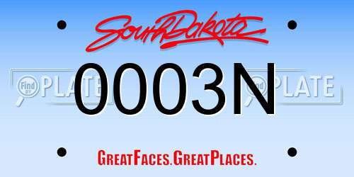 0003N South Dakota License Plate